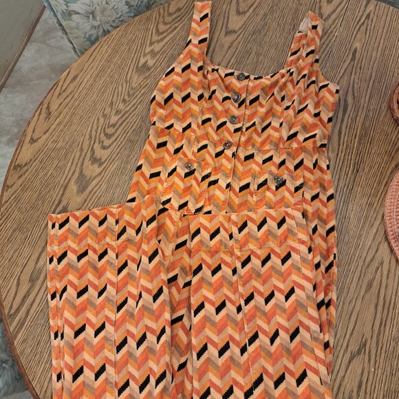 Urban Outfitters Women's Fall Chevron Stripe Corduroy Bib Overalls Sz Large-Flaw - Picture 10 of 16